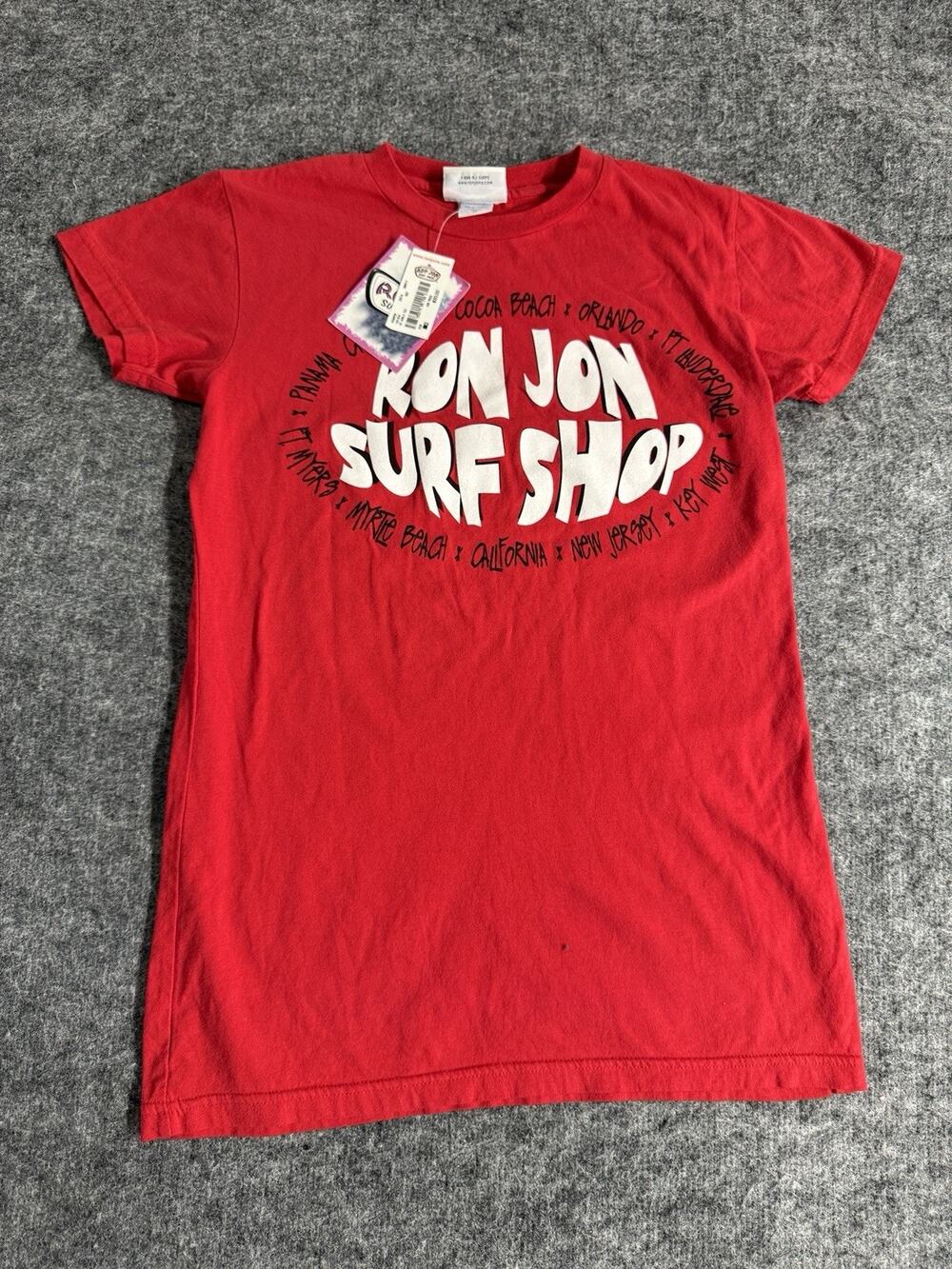 Ron Jon Surf Shop Shirt Women Medium Red Beach Orlando California Panama Tee N50